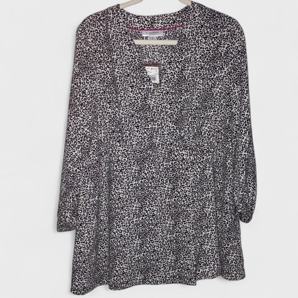 Motherhood White Black Cheetah Print Top Women’s Sz L NWT